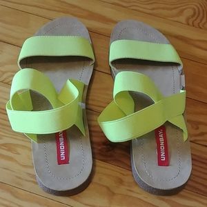 Unionbay neon yellow sandals